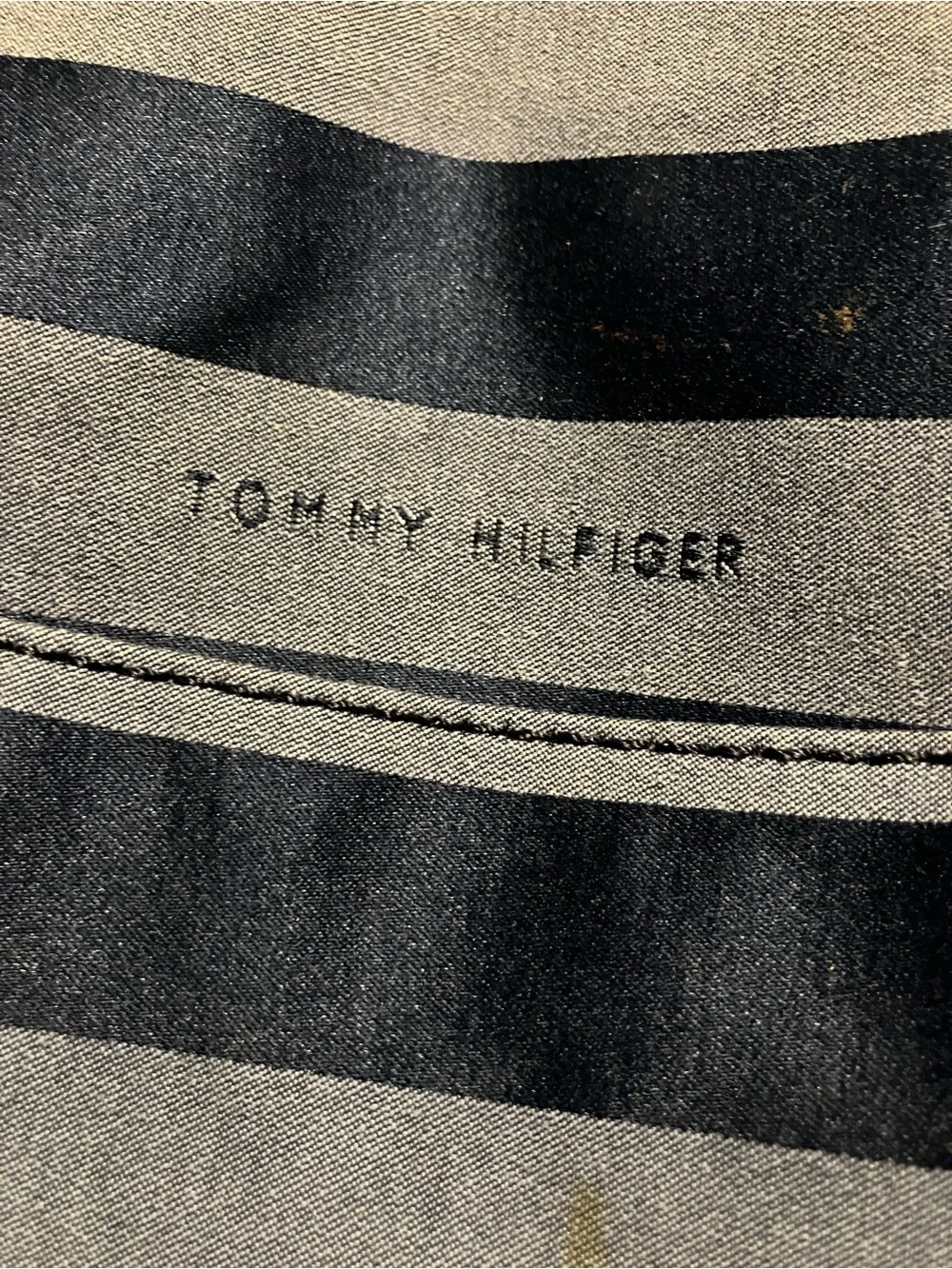 Tommy Hilfiger Blue Striped Canvas Tote Bag Helen Satchel Excellent Condition